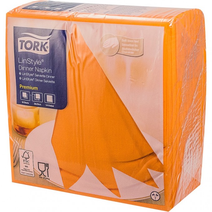 Салфетка TORK Premium LinStyle оранжевая 'SCA' 1/12 T-478851