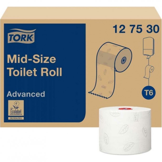 Туалетная бумага TORK ADVANCED в компактных рулонах мягкая Т6 27 рул. в уп. T-127530n
